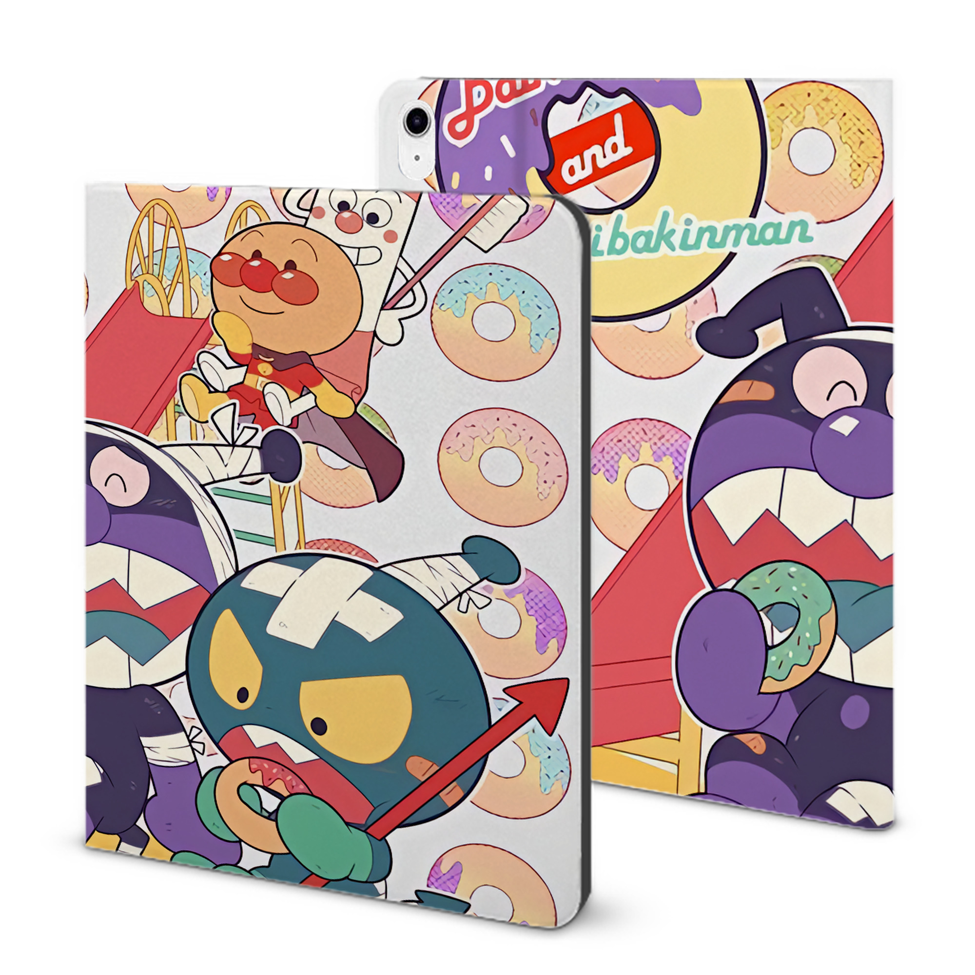 （画像用） アンパンマン Anpanman IPad ケース ブック型 PUレザー TPU 耐衝撃 軽量 薄型 ペン収納なし 全面保護 IPad 各モデル対応